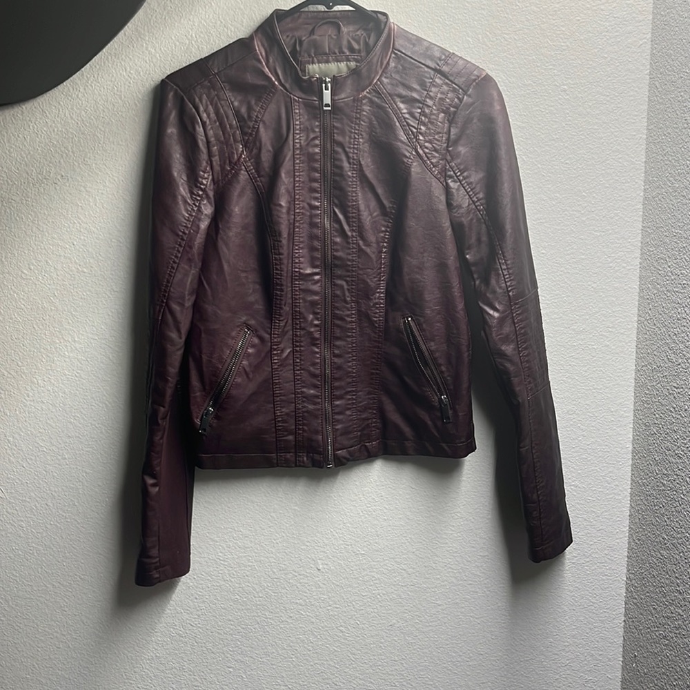 Maroon leather jacket